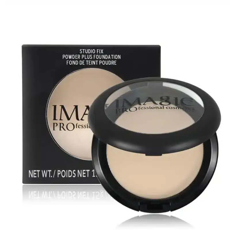 Open Imagic Studio Fix Nude 3 compact powder, revealing product pan, mirror, and sponge applicator. - thumbnail