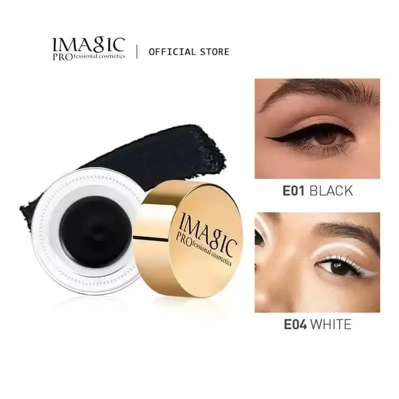 Imagic E01 Black Waterproof Gel Eyeliner pot with cap closed, displaying clear branding. - thumbnail