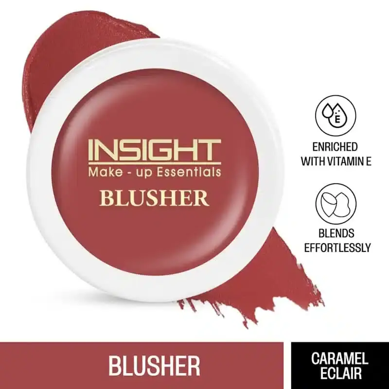 Insight Cosmetics Caramel Eclair blusher compact, closed, showcasing sleek black packaging and branding. - thumbnail