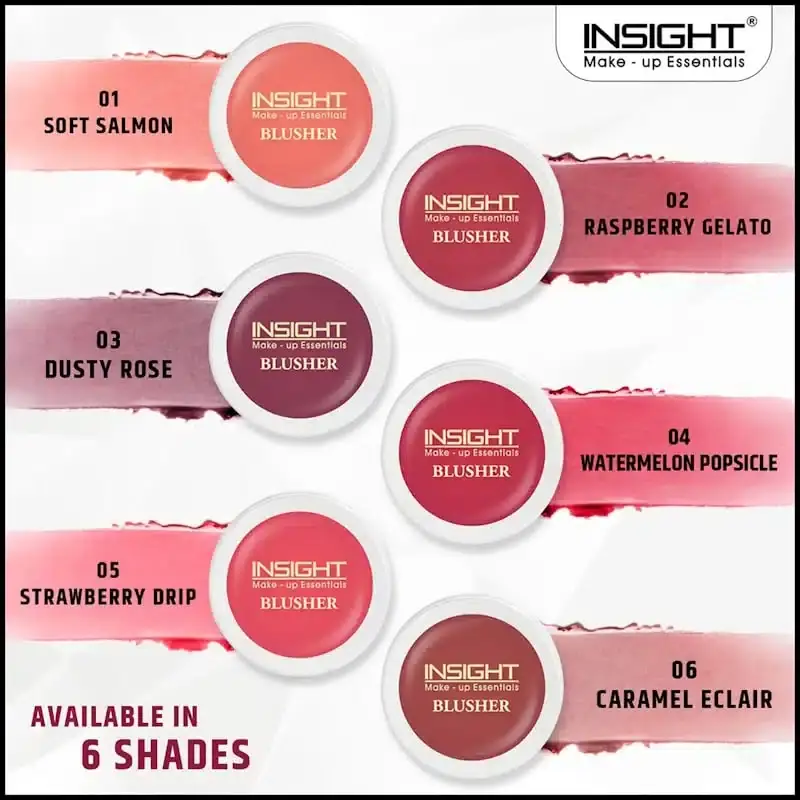 Insight Cosmetics Caramel Eclair blusher compact open, revealing warm pan, mirror, and applicator brush. - thumbnail