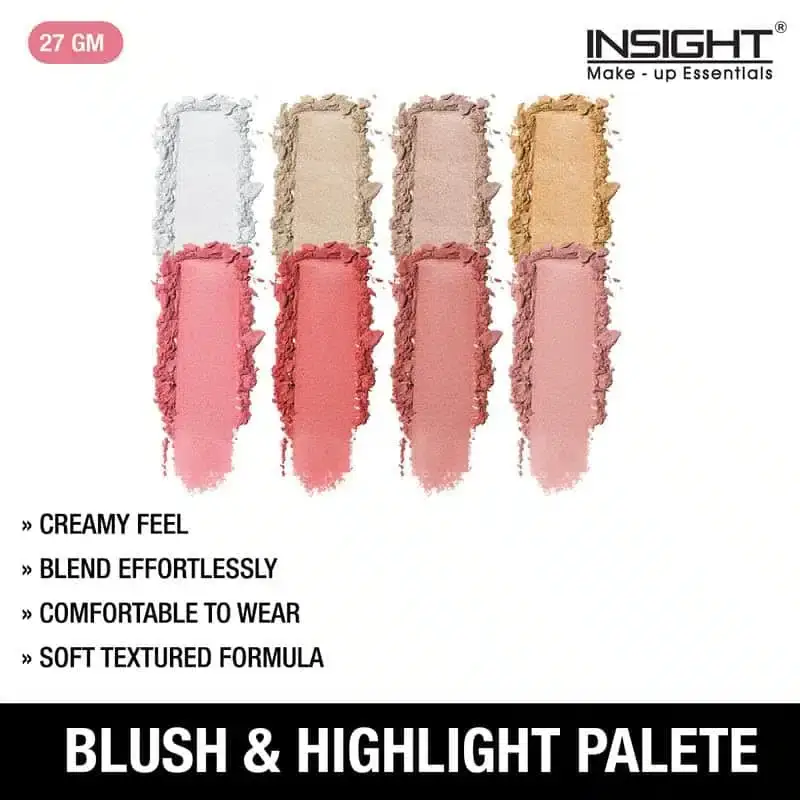 Closed Insight Cosmetics 8-color blush and highlight palette, showcasing the sleek black packaging and logo. - thumbnail
