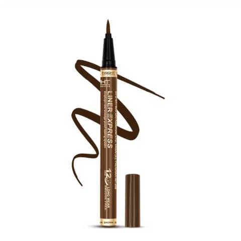 Closed Insight Cosmetics Express Brown Eyeliner 1.5g pen, highlighting sleek packaging.