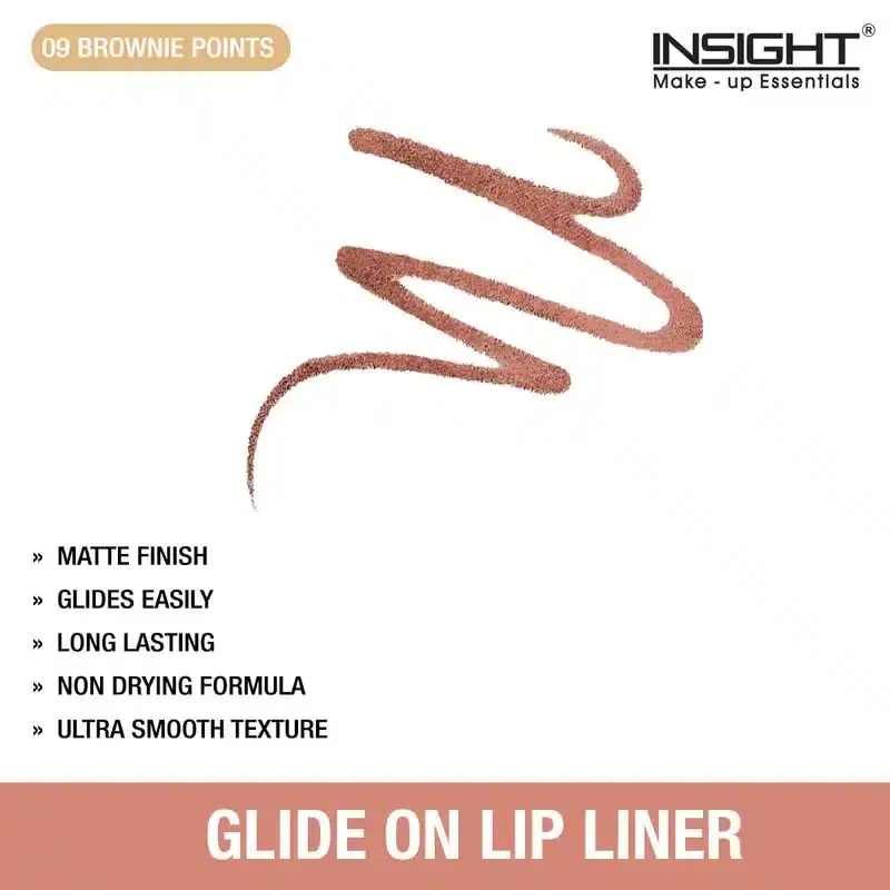 Two Insight Cosmetics Glide On Lip Liners, one capped, one revealing its dark brown tip. - thumbnail