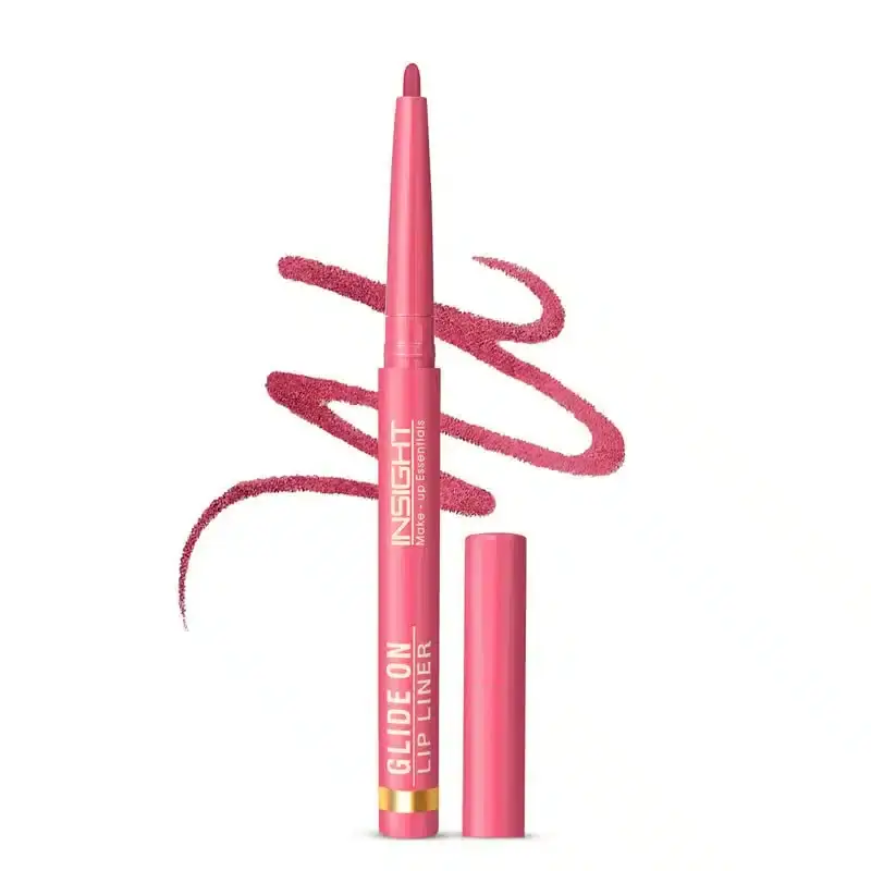Insight Cosmetics Glide On Lip Liner Iam Game 04, dark plum pencil standing upright with cap. - thumbnail