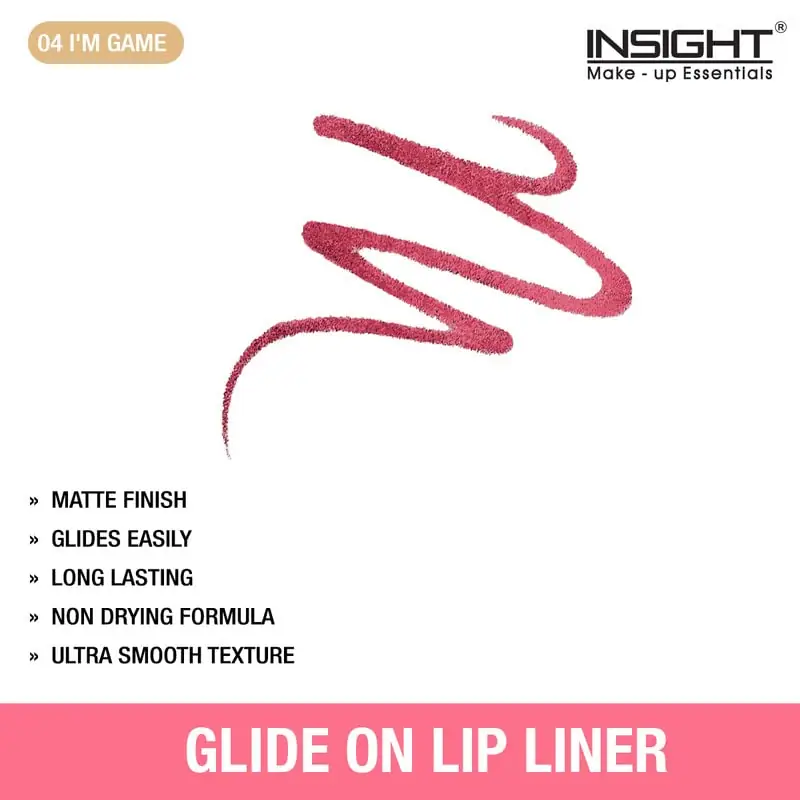 Close-up of Insight Cosmetics Glide On Lip Liner Iam Game 04 tip, showing rich berry shade. - thumbnail