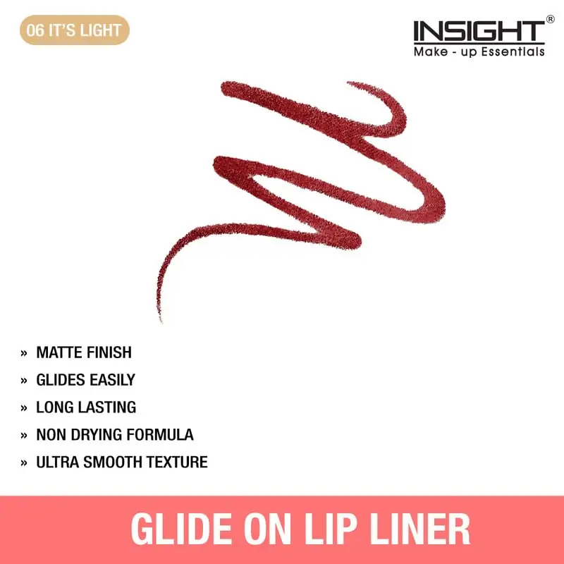 Close-up of Insight Cosmetics Glide On Lip Liner tip showing creamy Its Light 06 shade. - thumbnail