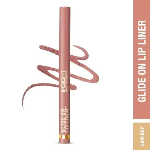Insight Cosmetics Glide On Lip Liner, Low Key 10 dark nude shade, extended creamy tip.