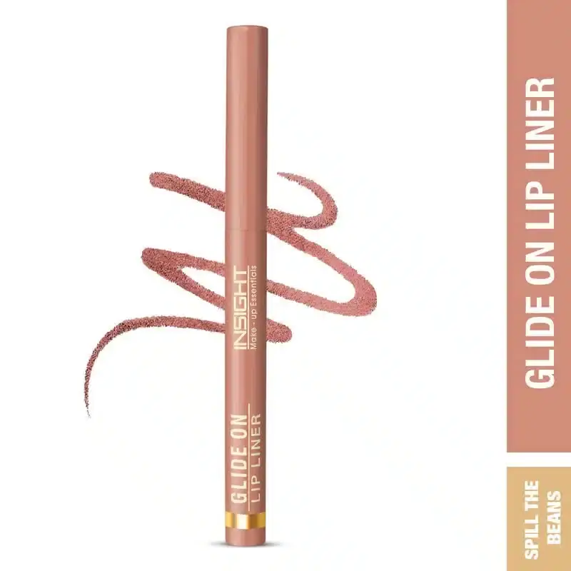 Insight Cosmetics Glide On Lip Liner "Spill The Beans 05" standing, cap off, revealing sharpened nude tip. - thumbnail