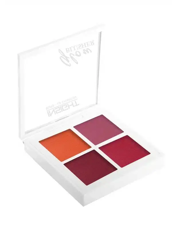 Open Insight Cosmetics blusher palette (B03) revealing four vibrant shades and applicator. - thumbnail