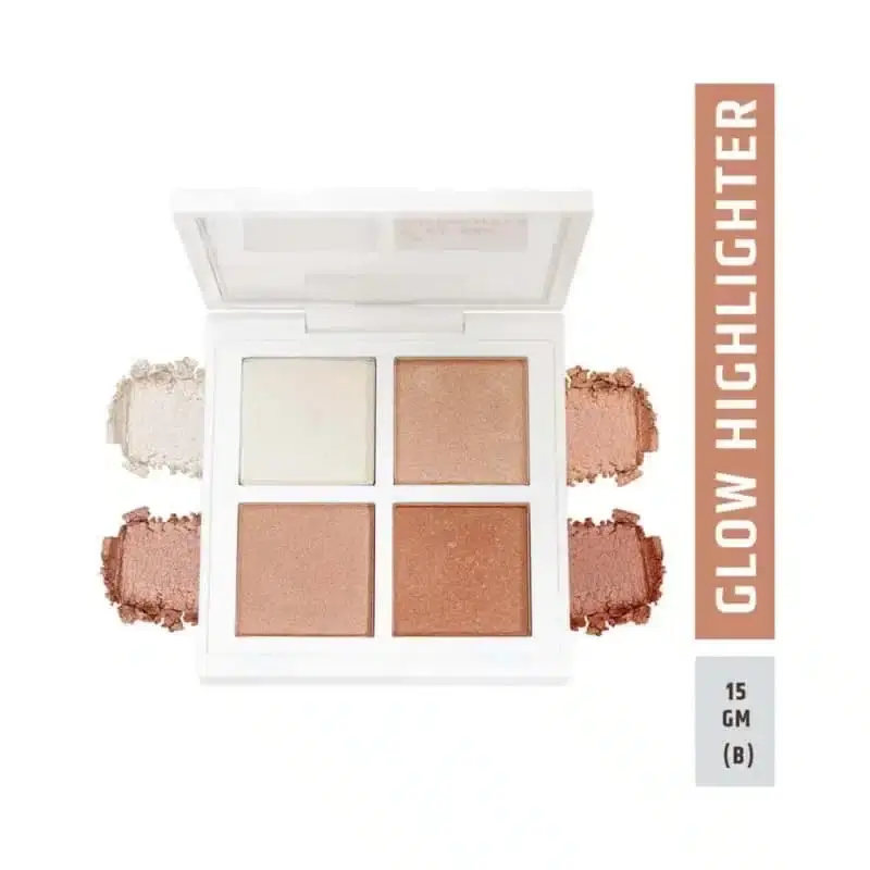 Open Insight Cosmetics Glow 4 Color Highlighter palette, revealing mirror and vibrant shimmer shades. - thumbnail