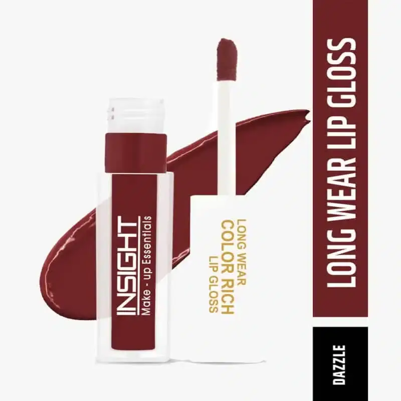 Close-up of Insight Cosmetics Dazzle 06 lip gloss, applicator extended with product. - thumbnail