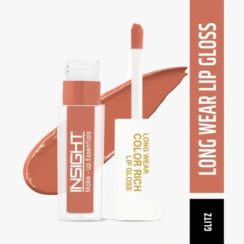 Two Insight Cosmetics Glitz 08 lip glosses, one showing the applicator wand with the glossy product. - thumbnail