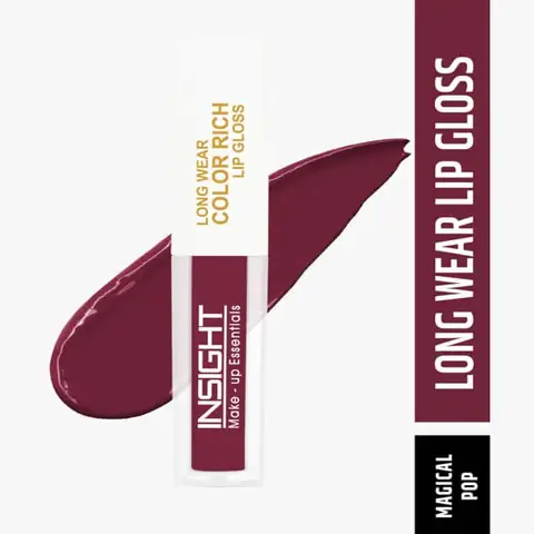 Insight Cosmetics Long Wear Lip Gloss Magical Pop 05 tube, clear packaging, peachy-pink shimmer.