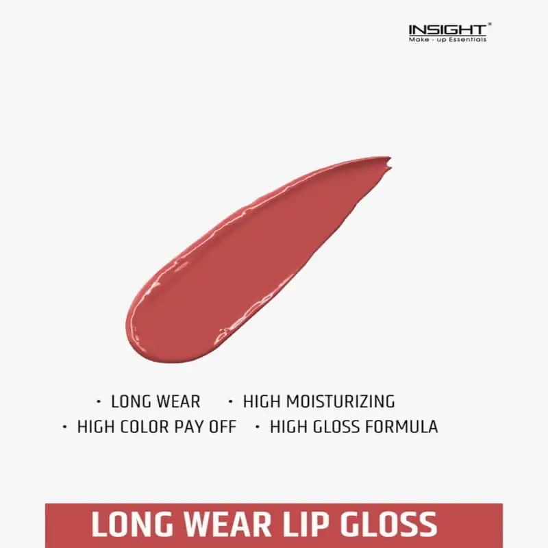 Insight Cosmetics Sheer Coral 09 lip gloss tube held in a hand, showing product scale. - thumbnail