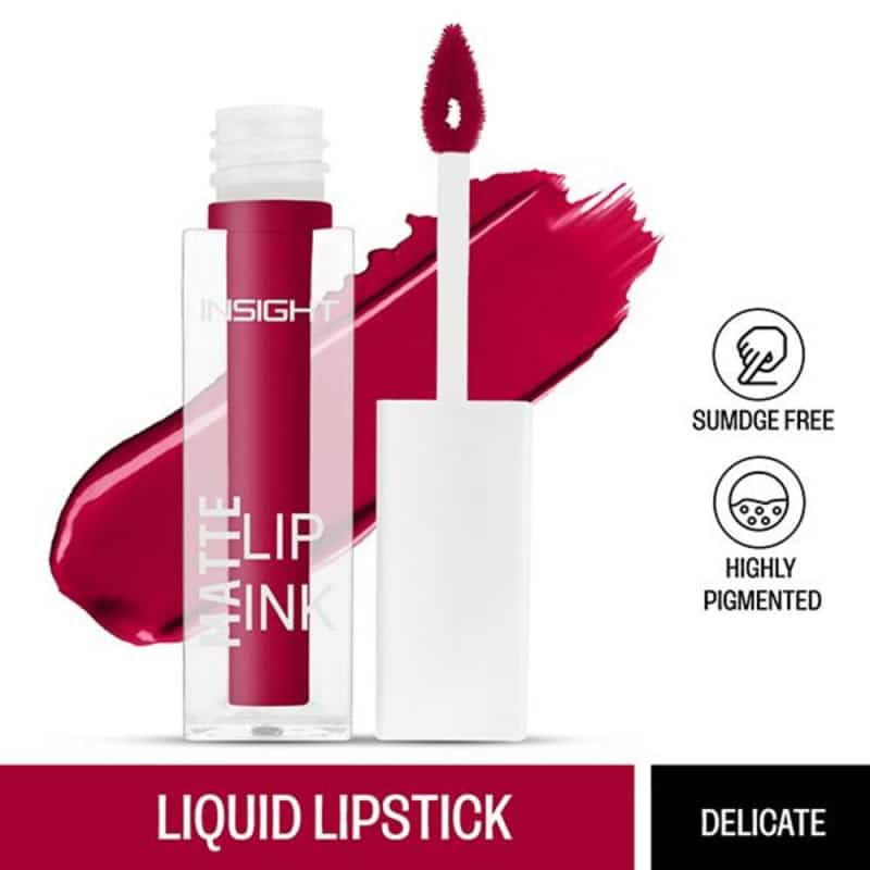 Insight Cosmetics Matte Lip Ink Lipstick in Delicate 12, full clear tube standing upright. - thumbnail