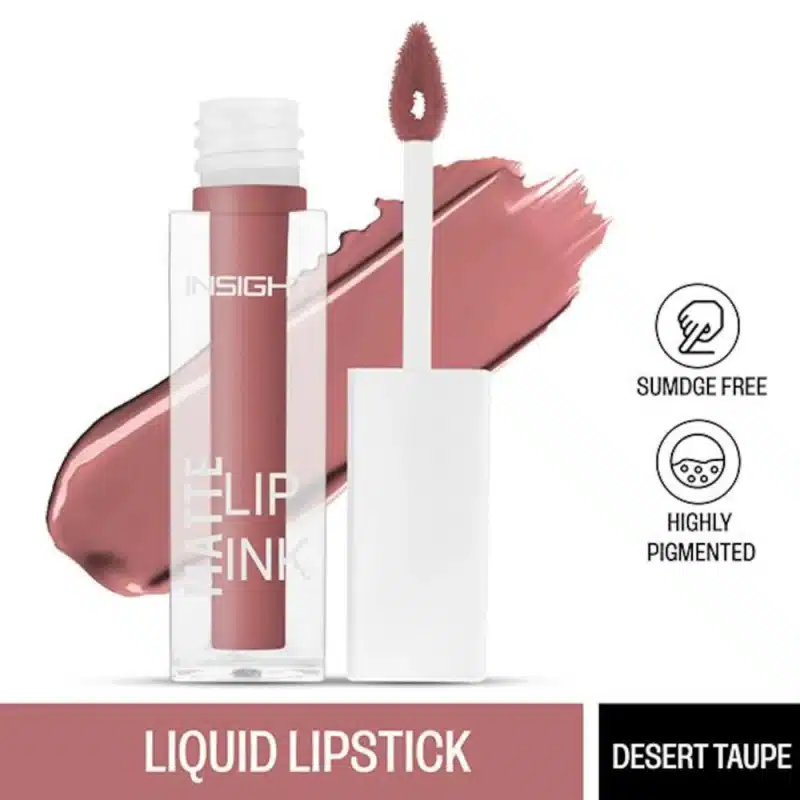 Insight Cosmetics Matte Lip Ink Lipstick in Desert Taupe 06, full sleek tube standing upright. - thumbnail