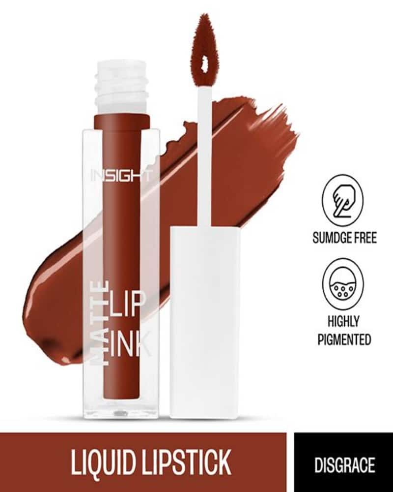 Insight Cosmetics Matte Lip Ink Lipstick in its sleek black tube with silver branding, standing upright. - thumbnail
