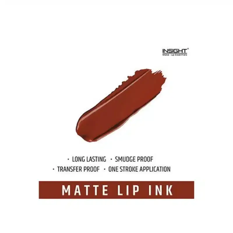 Open Insight Cosmetics Matte Lip Ink Lipstick, showing doe-foot applicator with dark brownish-red product. - thumbnail