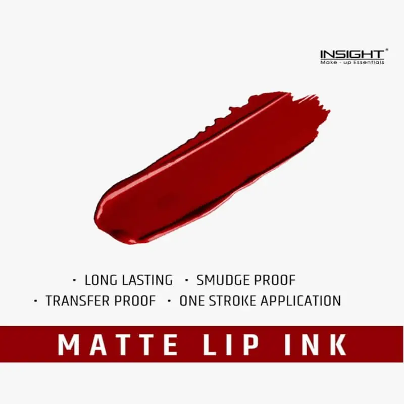 Insight Cosmetics Matte Lip Ink Red Ocean 01 with cap off, showing saturated doe-foot applicator. - thumbnail