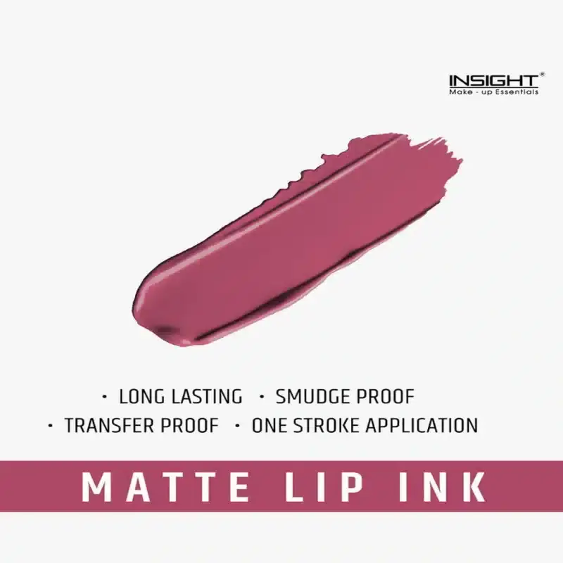 Insight Cosmetics Matte Lip Ink Wild Card 08, applicator extended from black tube. - thumbnail