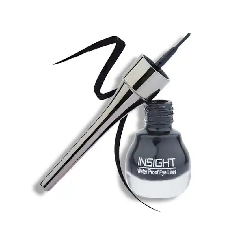 Pair of Insight Cosmetics Matte Waterproof Eyeliners, one revealing its fine brush tip applicator. - thumbnail