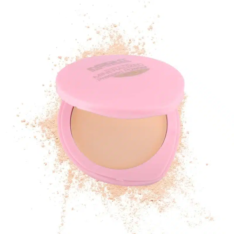 Insight Cosmetics Mineralized Pressed Powder in a sleek black compact with a visible light beige shade. - thumbnail