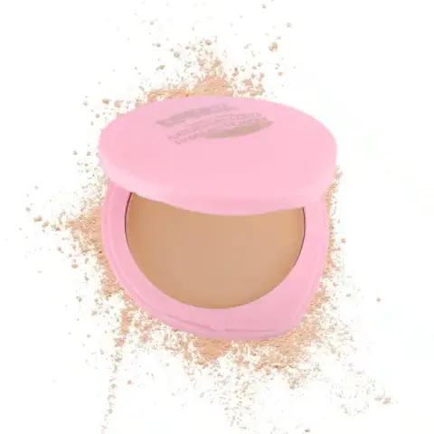 Insight Cosmetics MN35 mineralized pressed powder in closed black compact, light beige shade.
