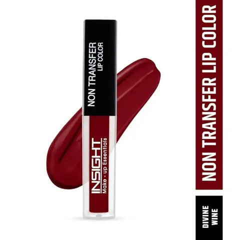 Insight Cosmetics 03 Divine Wine non-transfer matte lipstick, sleek black tube with white logo, standing.