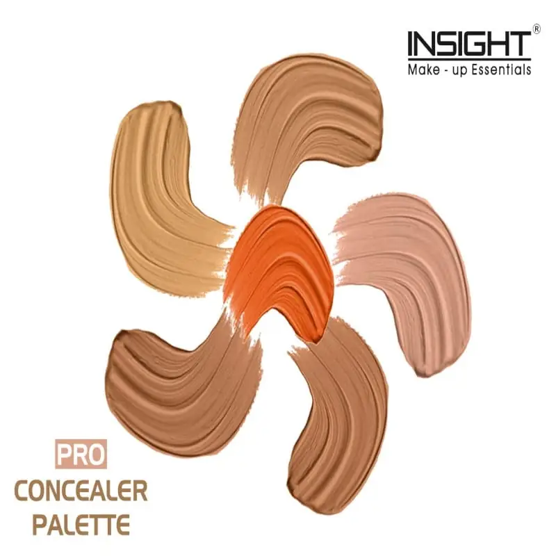 Close-up of Insight Pro Concealer Palette, showing creamy texture and diverse shades with applicator. - thumbnail