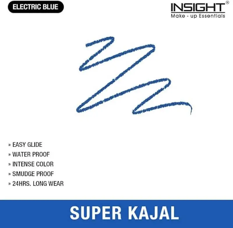 Insight Cosmetics Electric Blue Kajal pencil with vibrant blue tip exposed, ready for application. - thumbnail