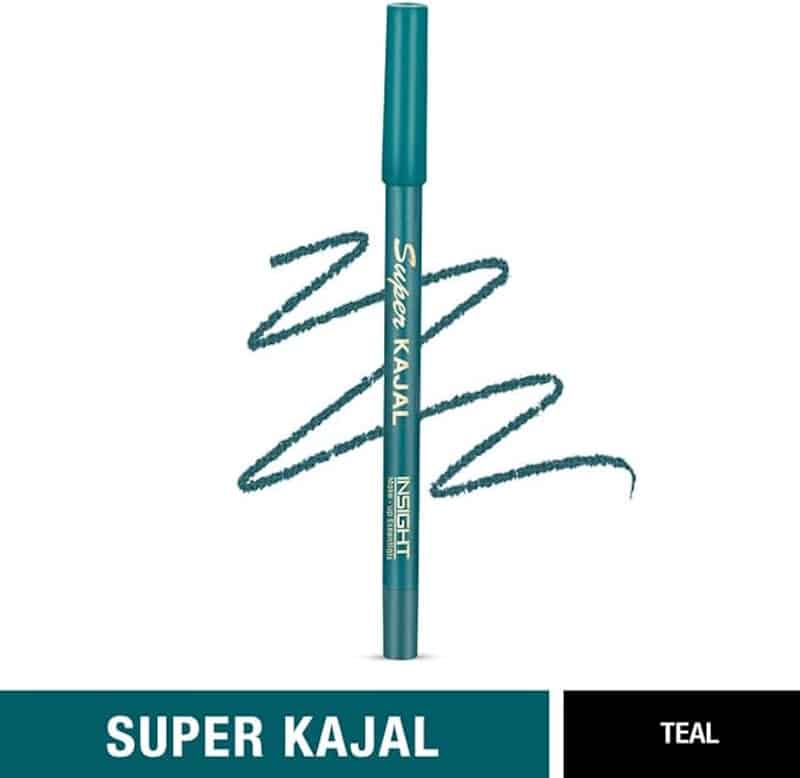 Insight Cosmetics Super Kajal teal eyeliner pencil, full product shot on white background. - thumbnail