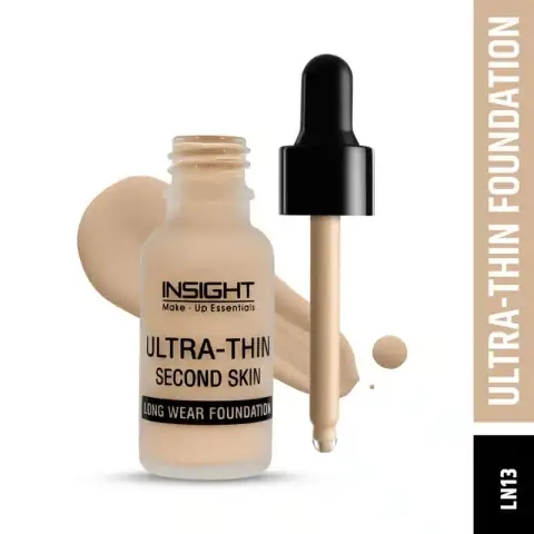 Insight Cosmetics Ultra Thin Foundation LN13 20ml tube standing upright, highlighting product label and design.