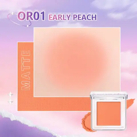 Ireneda Blush Powder High Pigment IR07-OR01 compact with brush on a light background.