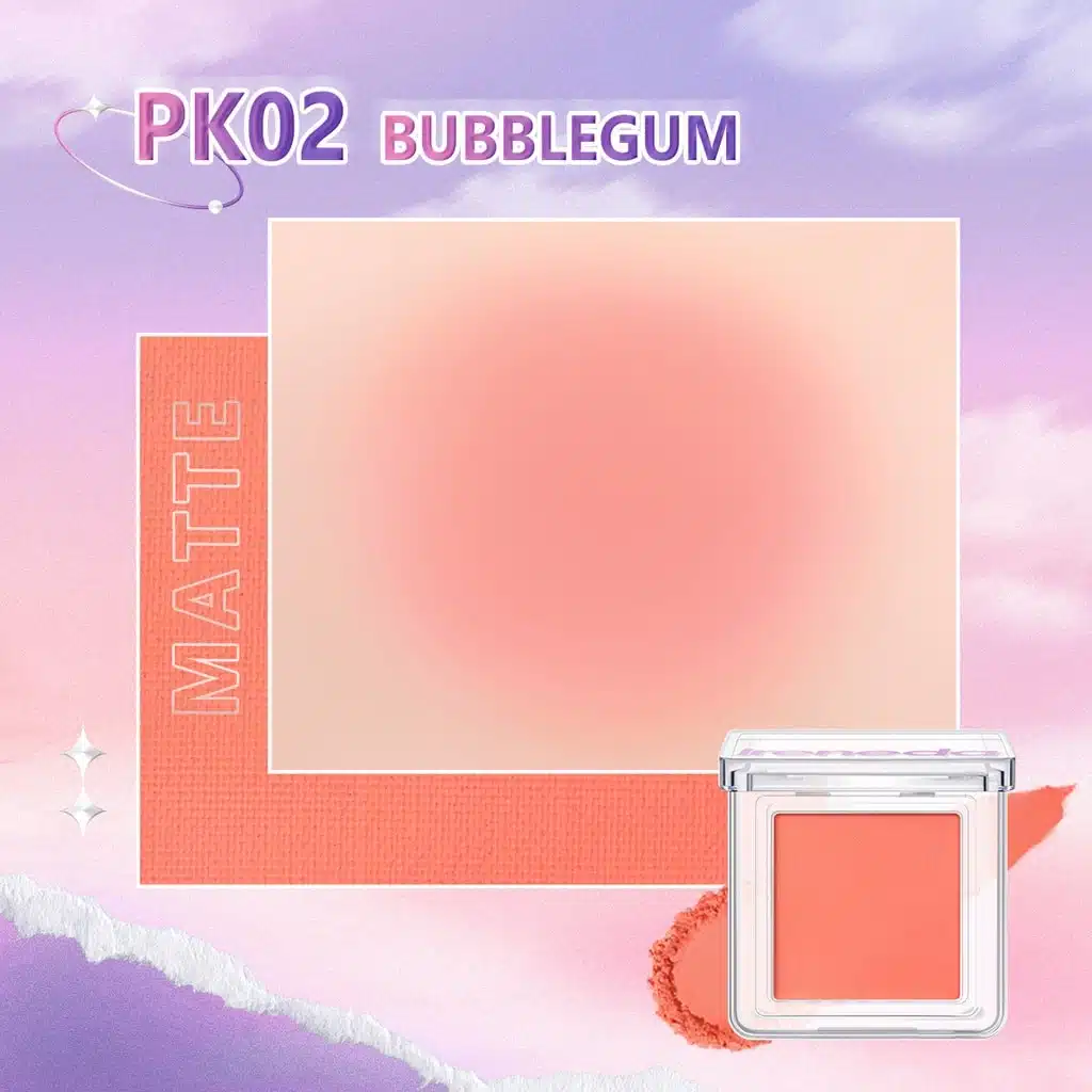 Ireneda Blush Powder PK02 compact with clear lid, showcasing high pigment rosy pink shade. - thumbnail