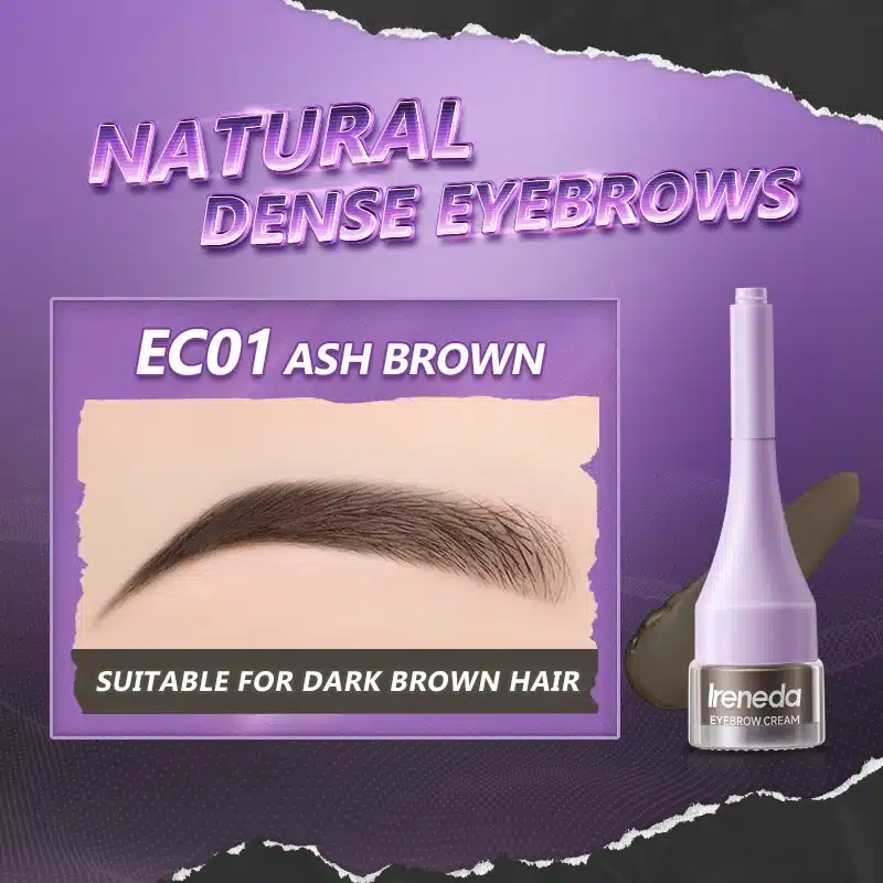 Ireneda Eyebrow Cream Waterproof EC01 Ash Brown in its packaging with applicator brush. - thumbnail