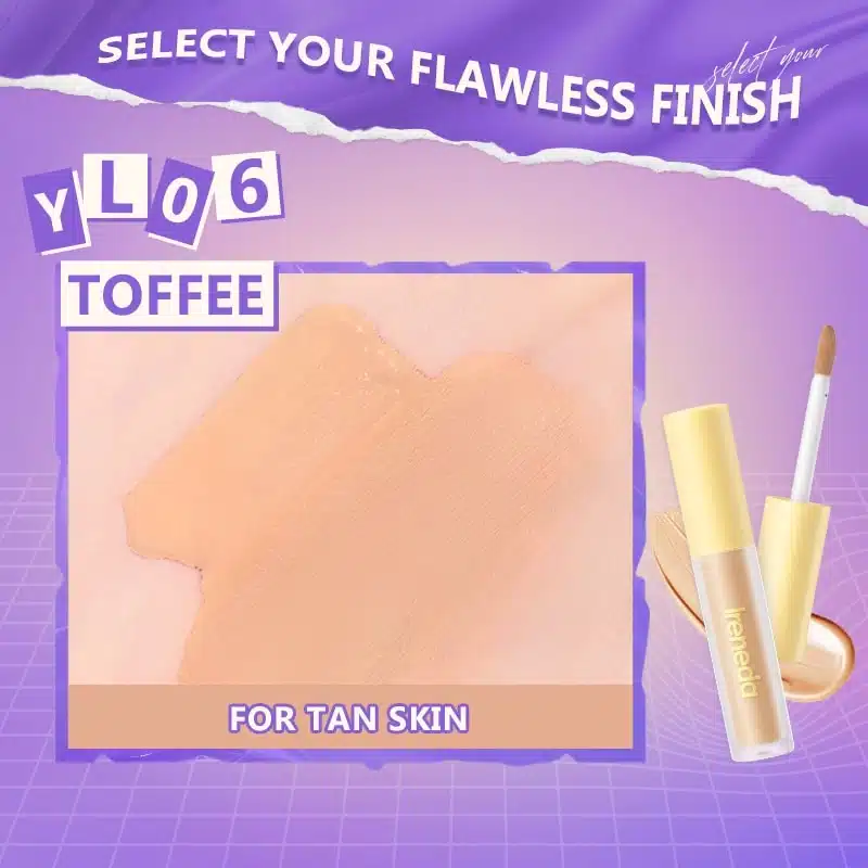 Full view Ireneda Liquid Concealer F01 Toffee, sleek black and gold tube, upright on white. - thumbnail