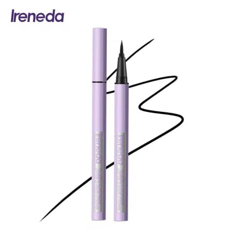 Ireneda Liquid Eyeliner featuring a sleek black barrel, silver cap, and precision brush.