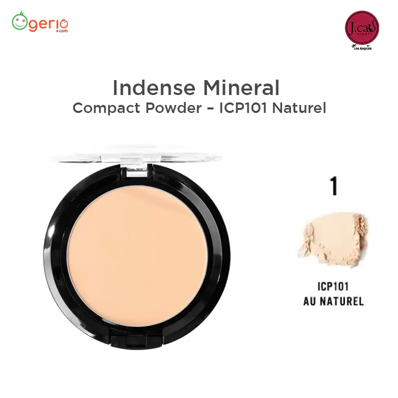 JCat Beauty Indense Mineral Compact Powder ICP101 Naturel in its sleek black and gold case. - thumbnail
