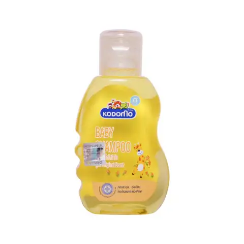 Kodomo Baby Shampoo Original Scent 200ml bottle, white with blue cap, angled right, clean background.