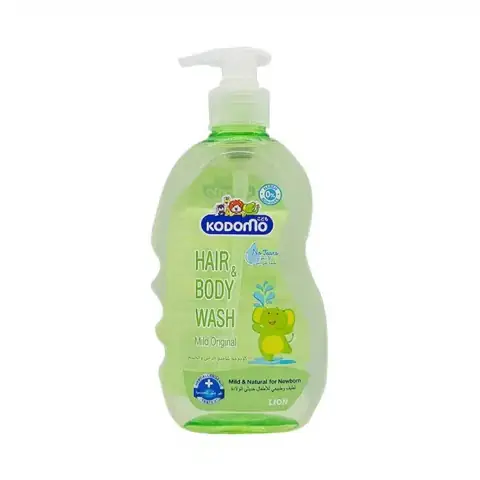 White Kodomo Mild Original Head to Toe Wash 200ml bottle with blue pump, front view.