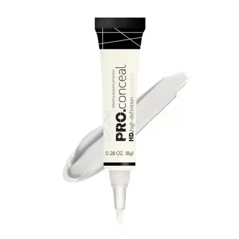 LA Girl's Pro Conceal Highlighter, black tube with brush applicator, angled to show details.