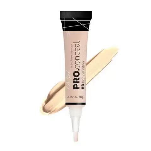 LA Girl Pro Concealer in Light Ivory, 8gm tube with a brush applicator standing upright.