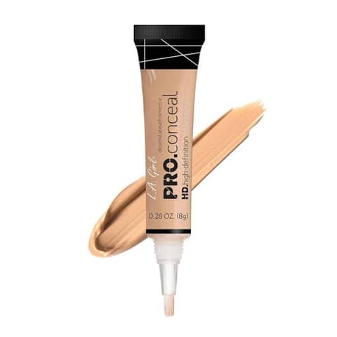 LA Girl Pro Concealer HD in Pure Beige tube with black screw cap, standing upright.