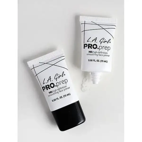 LA Girl Pro Prep HD Smoothing Face Primer 15ml translucent tube lying horizontally, showcasing branding. - thumbnail