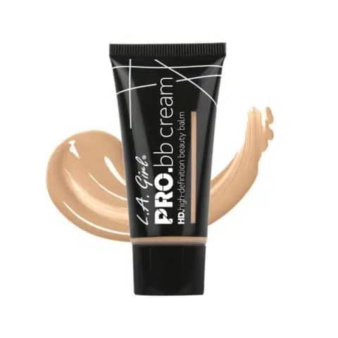 LA Girl HD Pro BB Cream Light tube standing upright with black cap, front view.