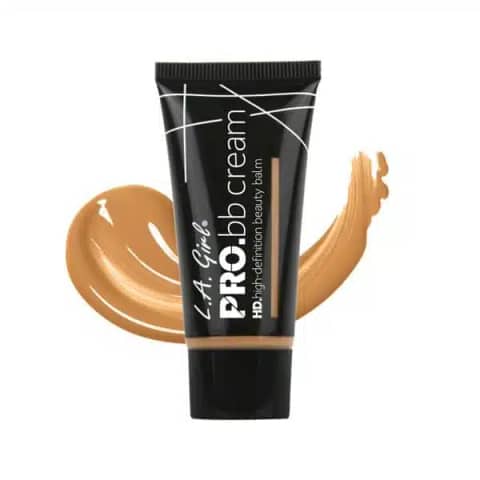 LA Girl HD Pro BB Cream tube for medium skin tone, standing upright on a clean background.