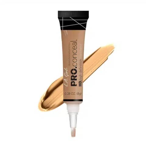 LA Girl Pro Concealer Warm Honey tube, showing clear packaging, brush applicator, and brand details.