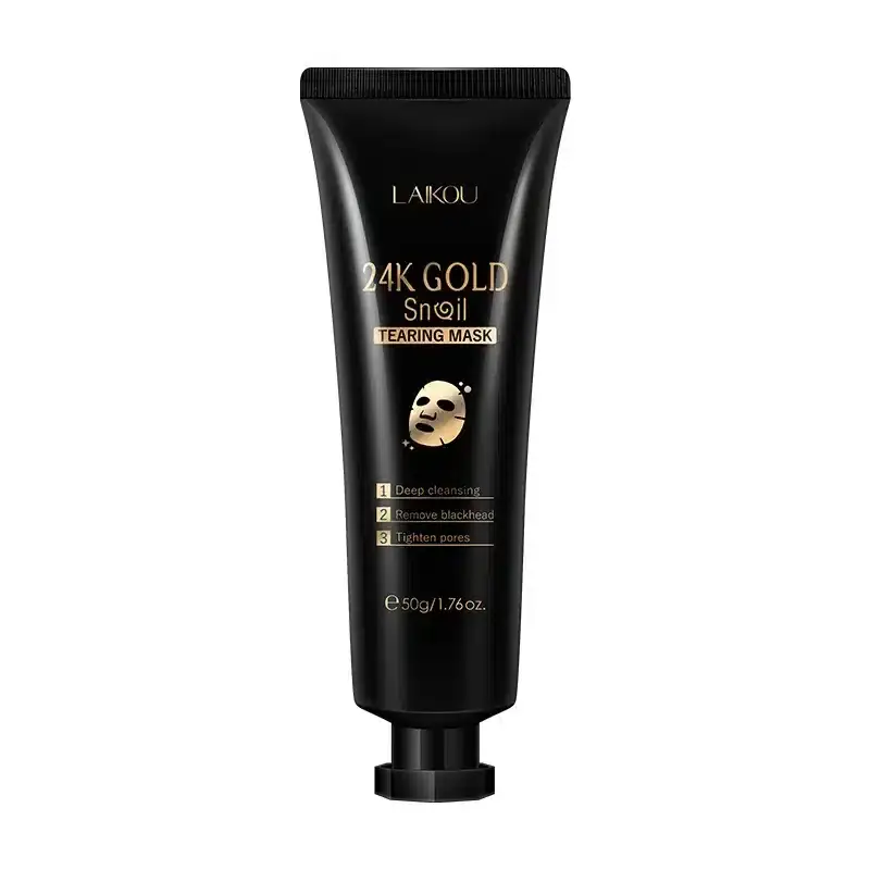 Laikou 24k Gold Tearing Mask in its 50g golden tube, presented upright from the front. - thumbnail