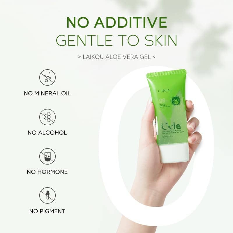 Clear Laikou 96% Aloe Vera Gel on a fingertip, showing its translucent texture. - thumbnail