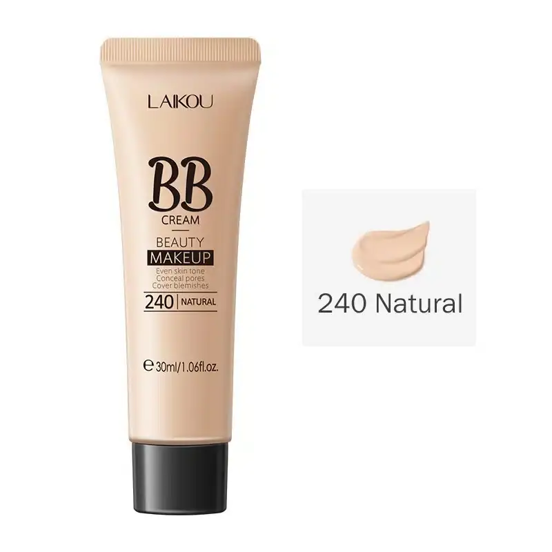 Laikou BB Cream 30gm natural 240 tube, white and pink packaging, standing upright clearly. - thumbnail